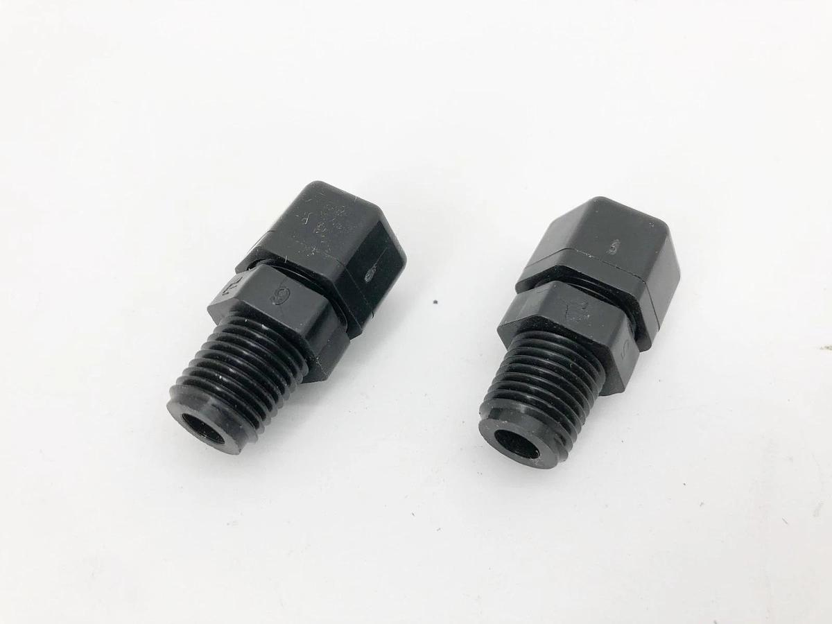 Lot of 2 New Parker P4MC4 Polypropylene Male Connector Fittings 1/4" - No Box