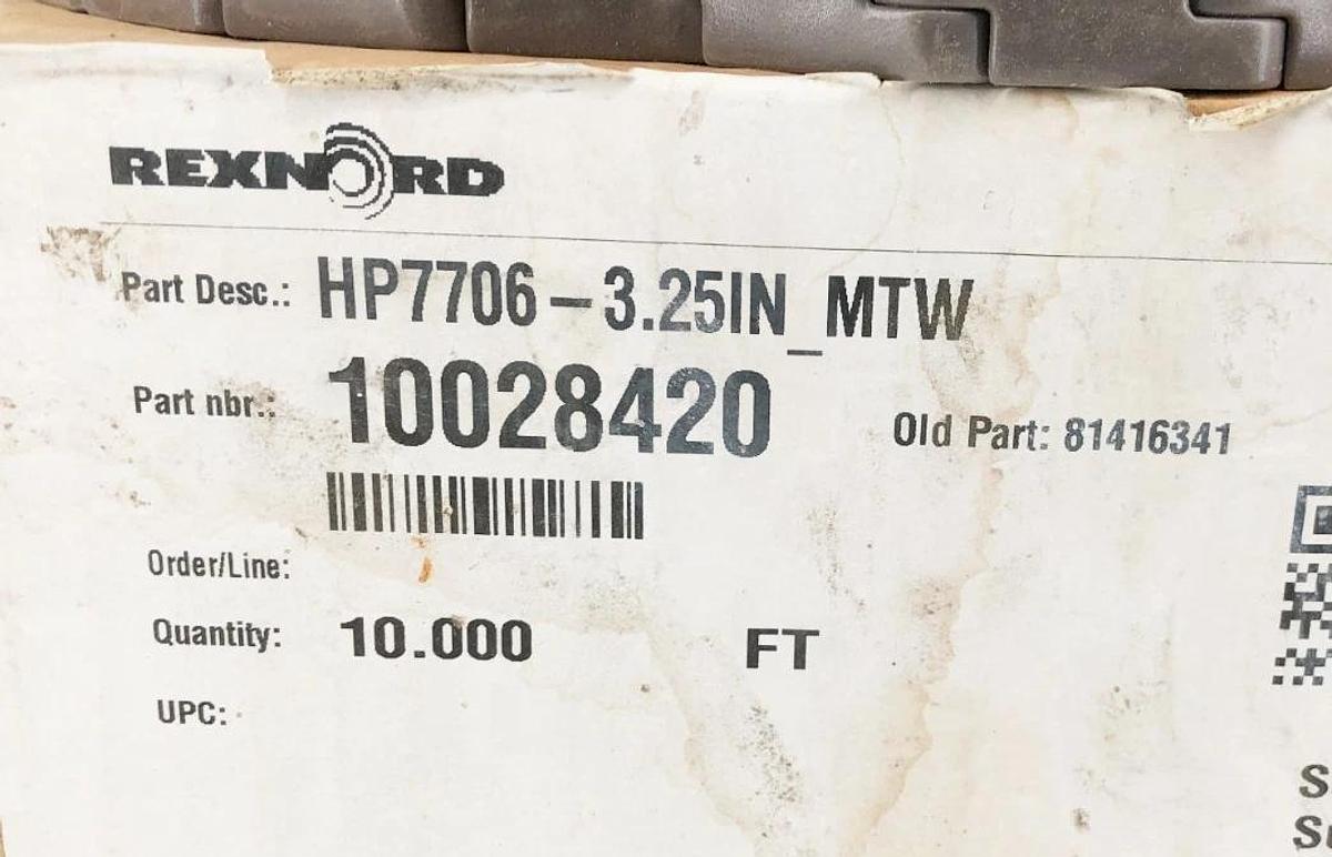 New Rexnord HP7706-3.25IN-MTW MatTop Chain 10028420 81416341  10 FT - No Box