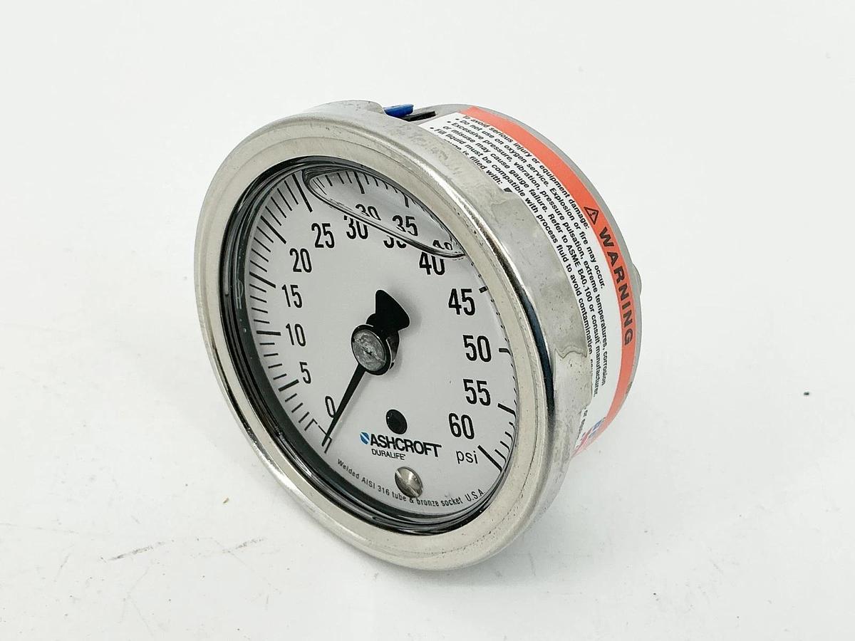 New Ashcroft 25-1009-AWL-02B-60# Pressure Gauge 0-60PSI 2.5" 1/4"NPT