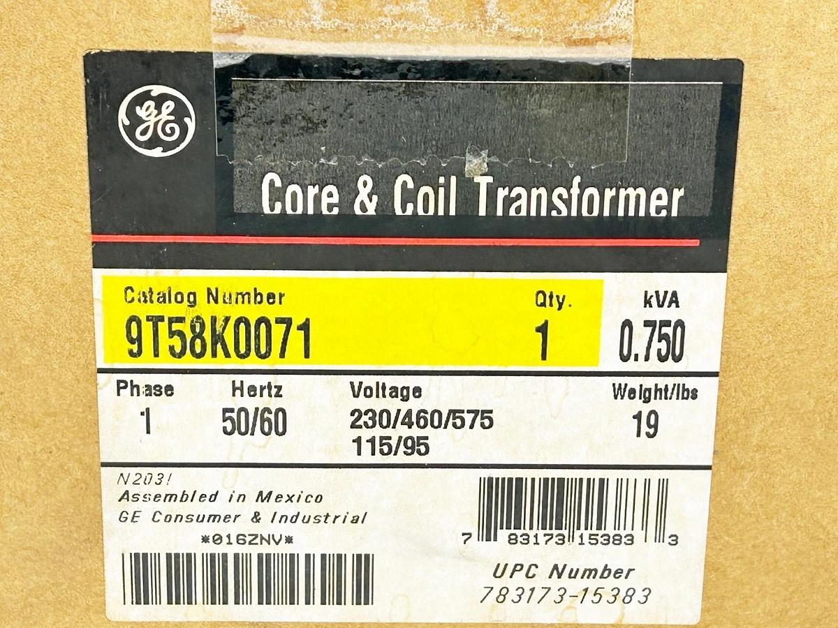 New General Electric 9T58K0071 .75kVA Transformer 1PH 575V 50/60Hz