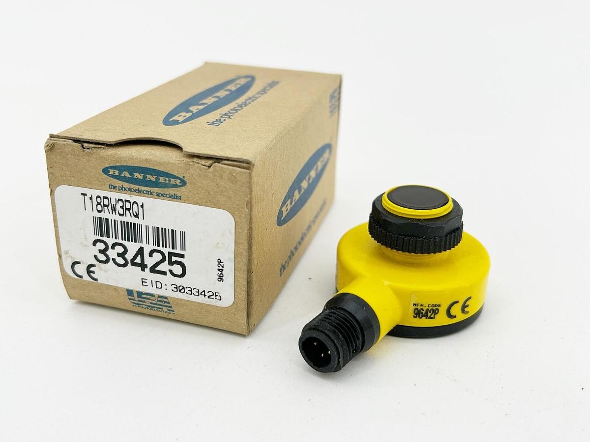 New Banner Engineering T18RW3RQ1 Barrel Mount Sensor EZ Beam 250V 20M Range