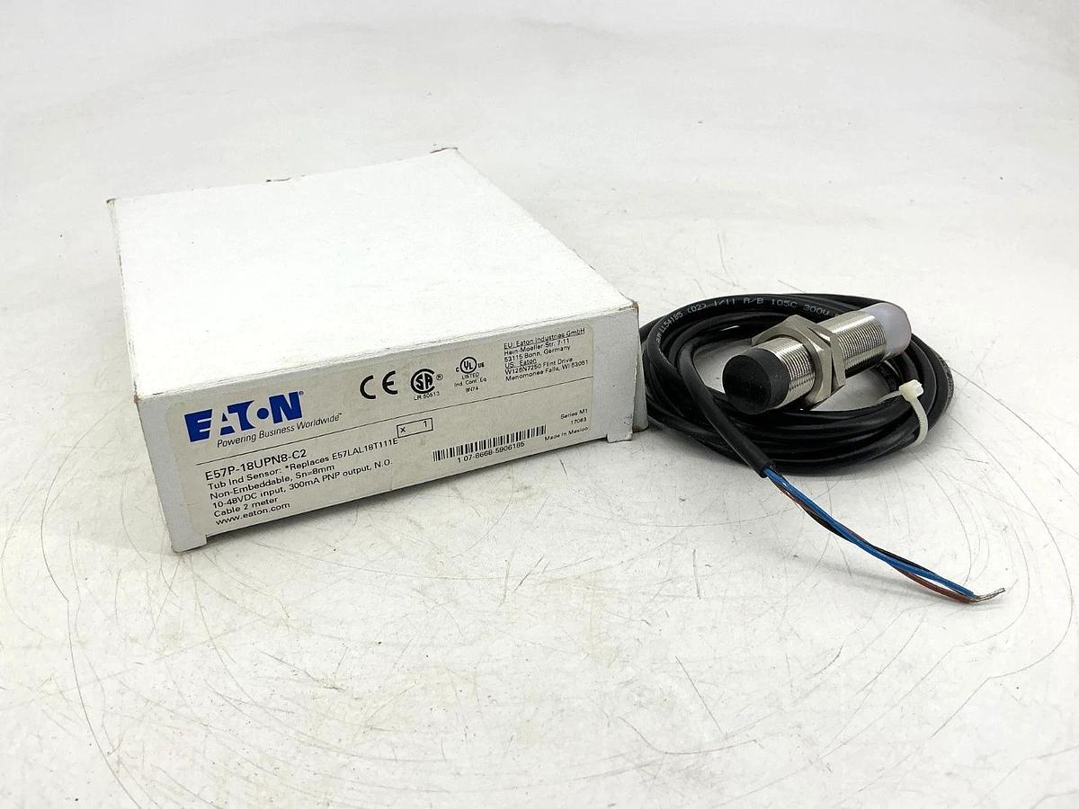 New Eaton E57P-18UPN8-C2 Ser M1 Inductive Proximity Sensor Sn=8mm 10-48VDC