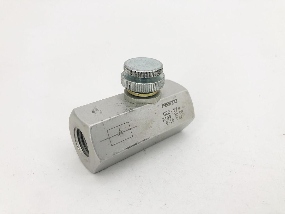 Used Festo GRO-1/4 Flow Control Valve 2109 0-10 bar