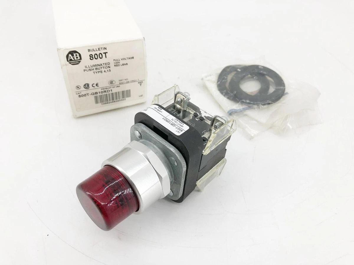 New Allen-Bradley 800T-QB10RD1 Ser. T Red Illuminated Pushbutton 120V