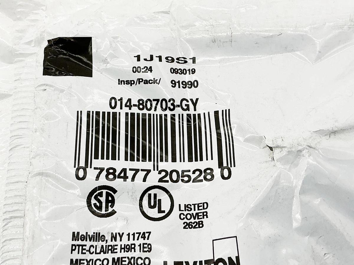 New Lot of 8 Leviton 014-80703-GY Duplex Receptacle Gray