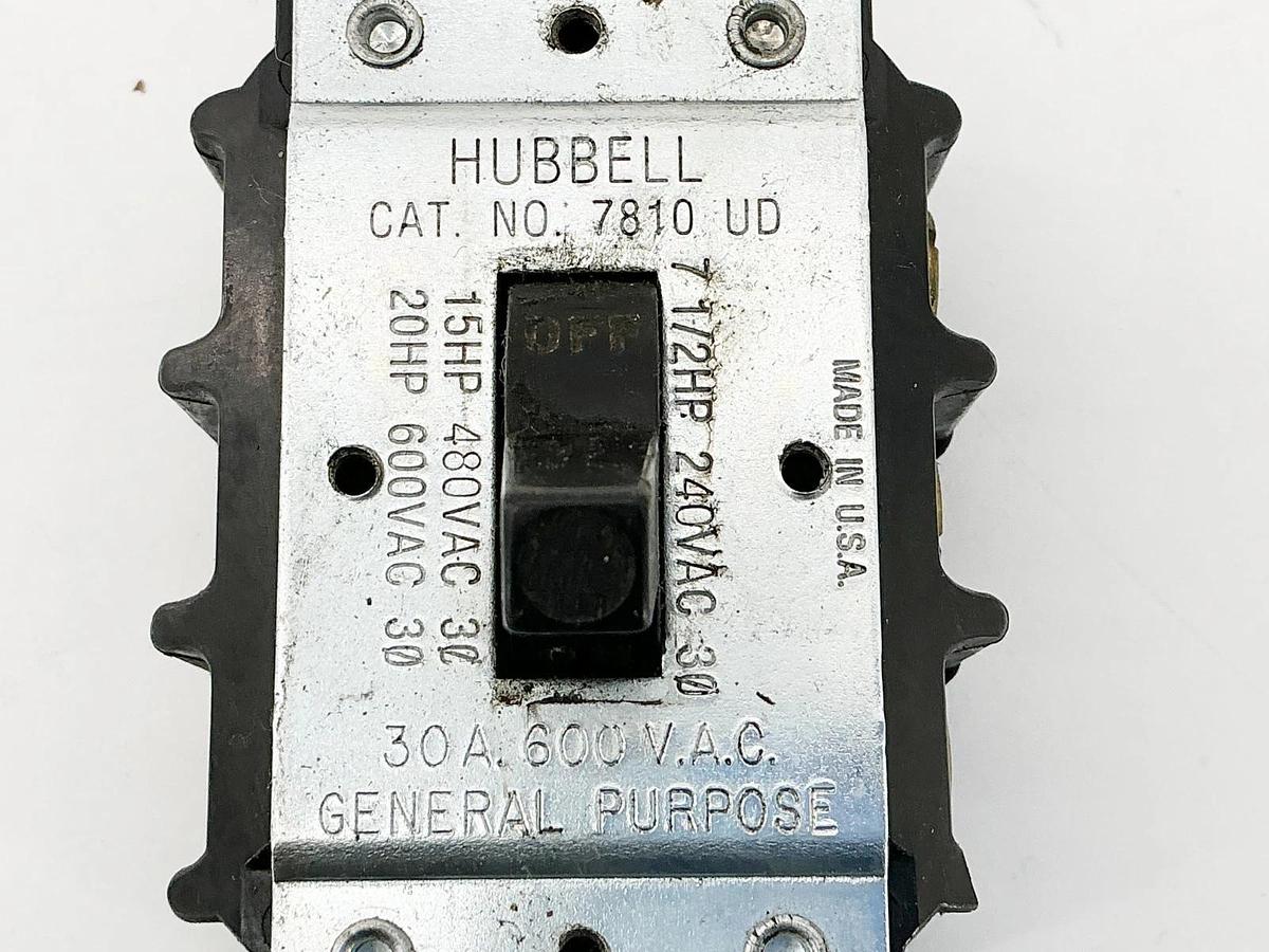 Used Hubbell 7810UD Manual Motor Switch 600V 20HP 30A