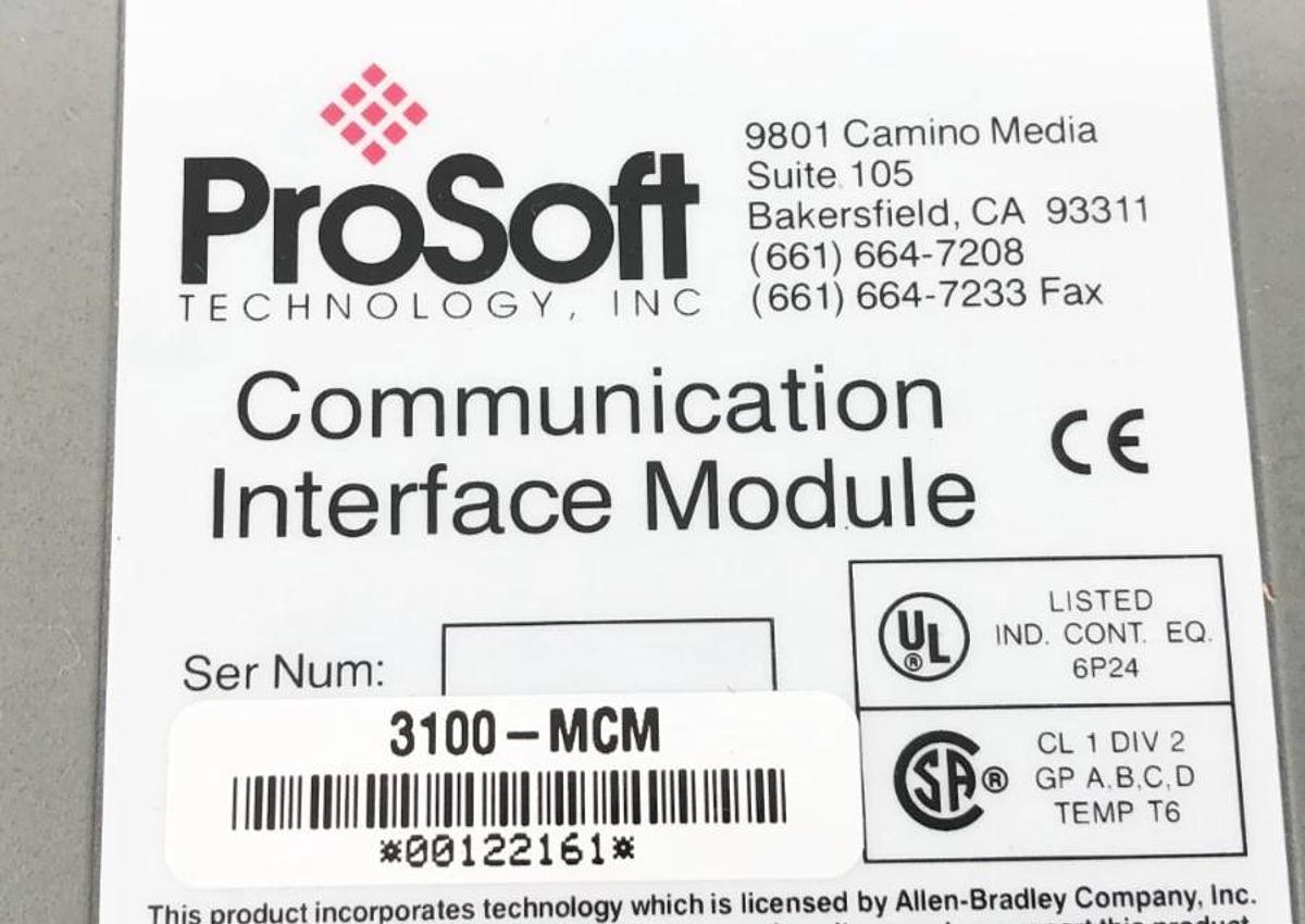 Used ProSoft 3100-MCM Communication Interface Module for Allen Bradley PLC 5