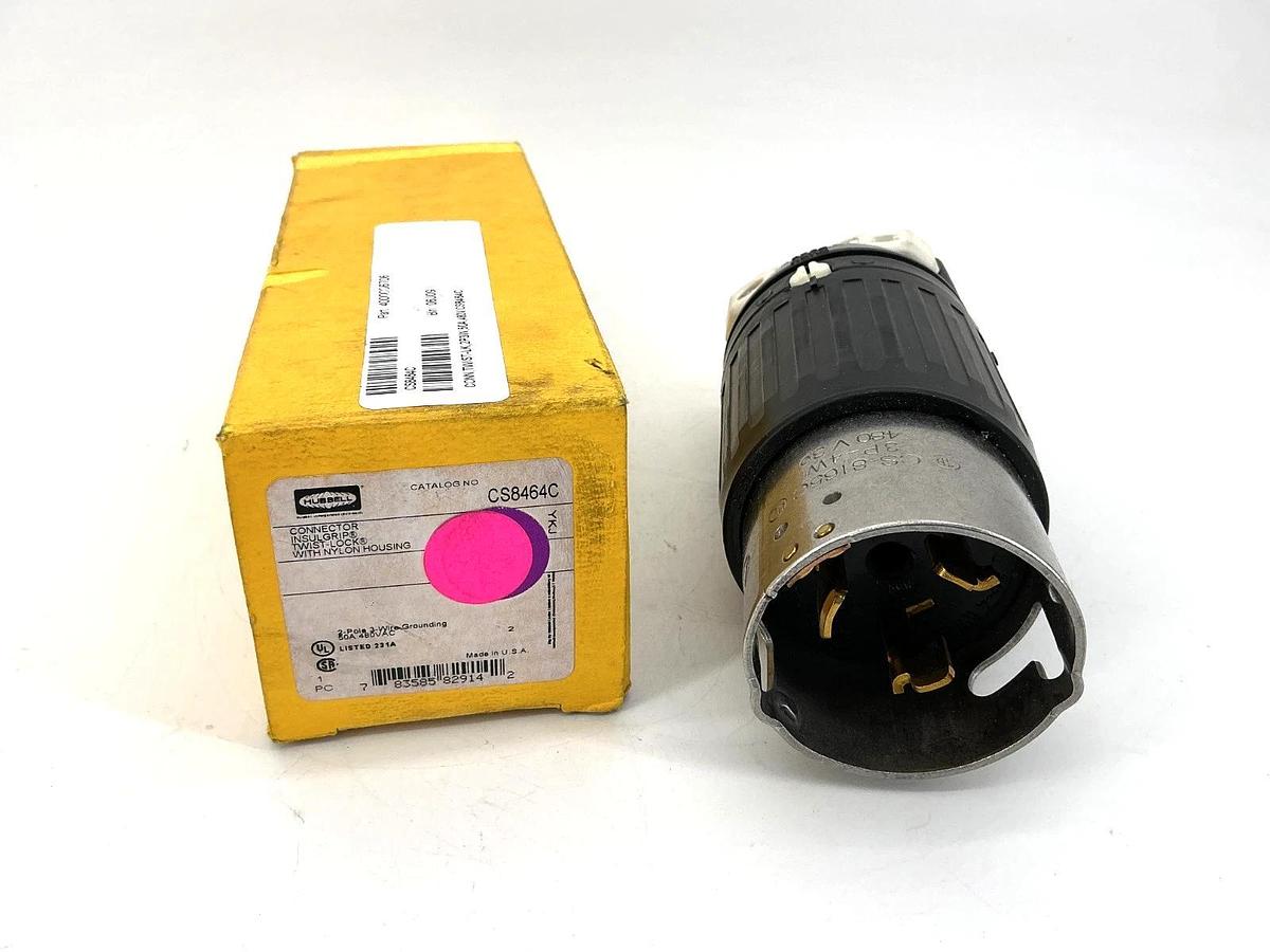 New Hubbell CS8464C Connector Twist-Lock w/ Nylon Housing 3Pin 50A 480V CS-8165C