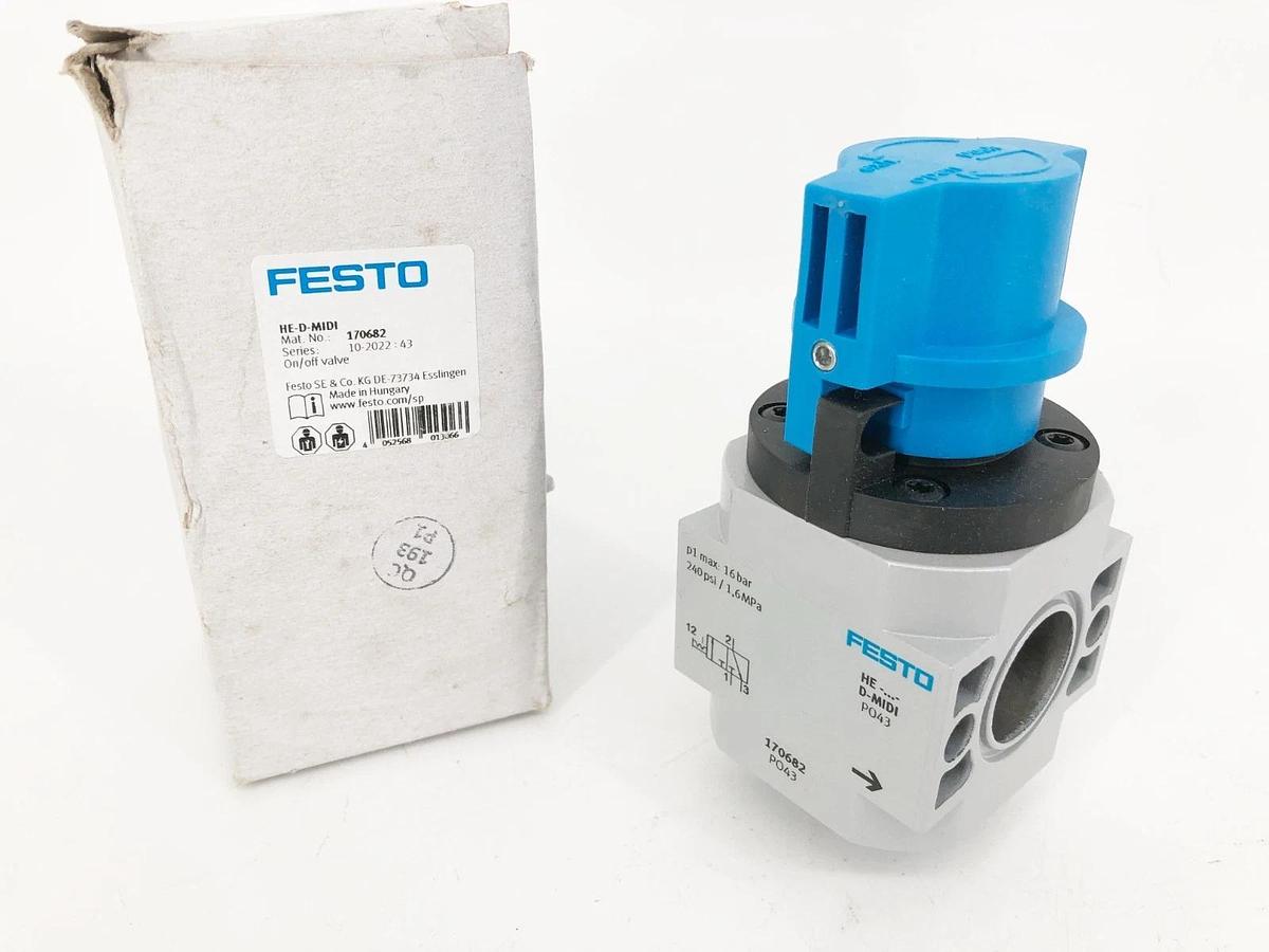 New Festo HE-D-MIDI On/ Off Valve 170682 240psi