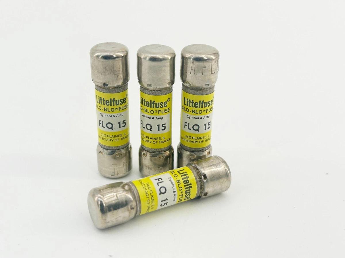 New Lot of 4 Littelfuse FLQ-15 Time Delay Fuse 15A 500V - No Box