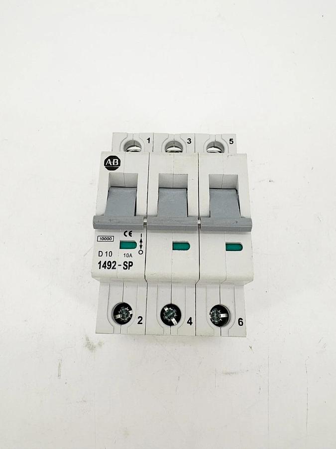 New Allen Bradley 1492-SP3D100 Ser. C Circuit Breaker 10A 3P DIN Rail Mounted