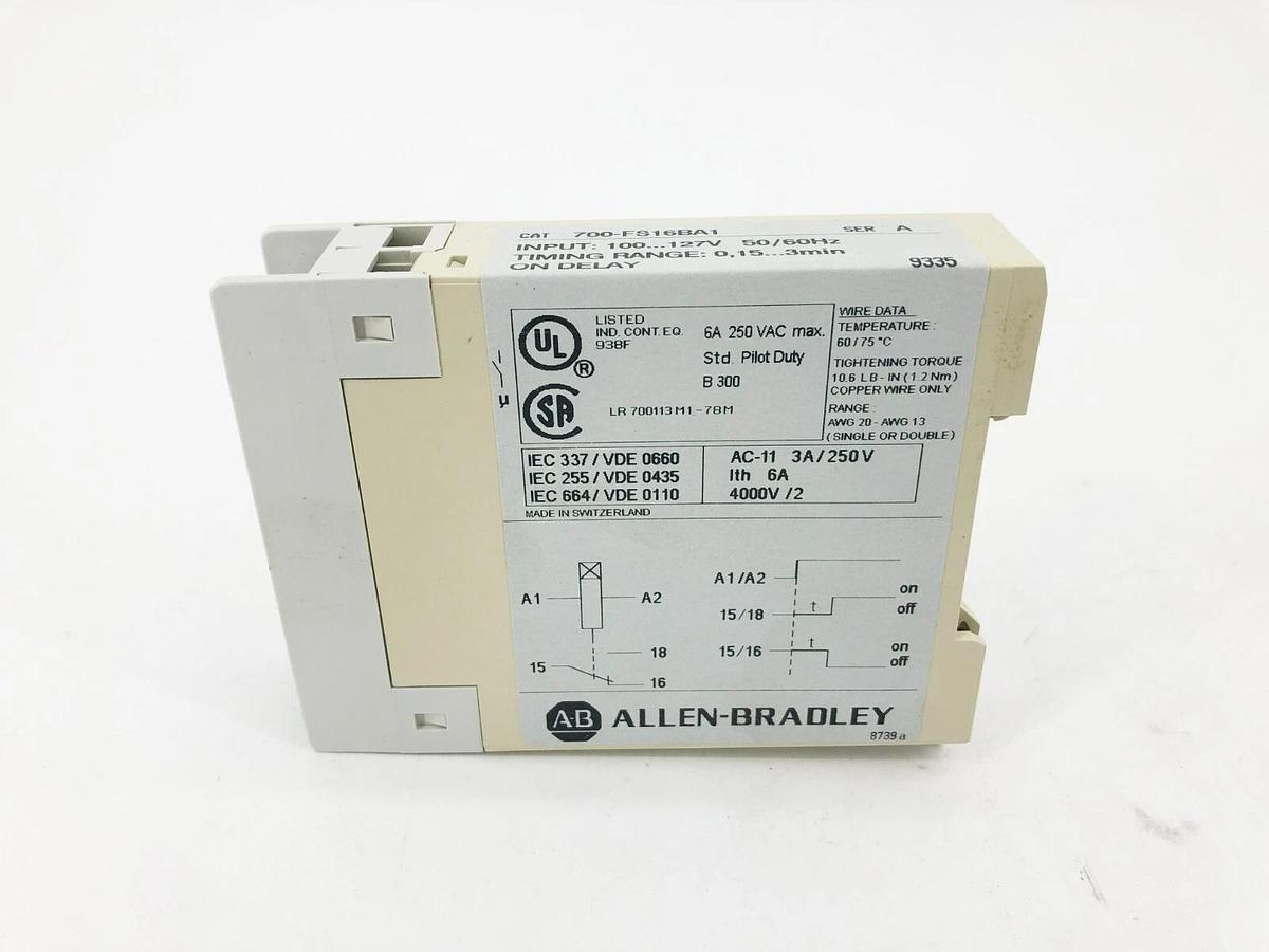 New Allen Bradley 700-FS16BA1 Ser. A Timing Relay 250VAC 3A 0.15-3min On-Delay