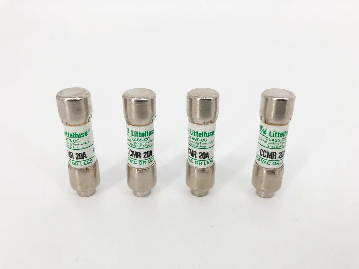 Lot of 4 New Littelfuse CCMR 20A Time Delay Fuses 20A 600VAC Class CC - No Box