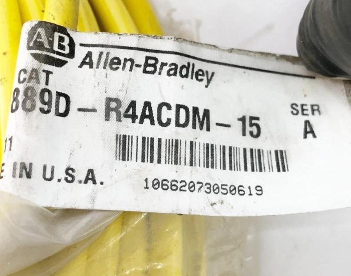 New Allen Bradley 889D-R4ACDM-15 Patchcord Micro 4-Pin Female R/A to 4-Pin Male