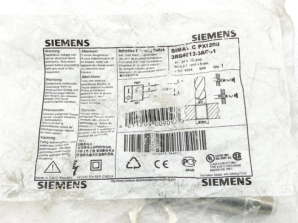 New Siemens 3RG4013-3AG01 SIMATIC PXI200 Proximity Sensor 10-34VDC