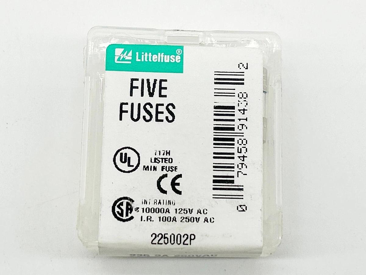 New Lot of 10 Littelfuse 225002P Fast Acting Glass Fuse 250V 2A