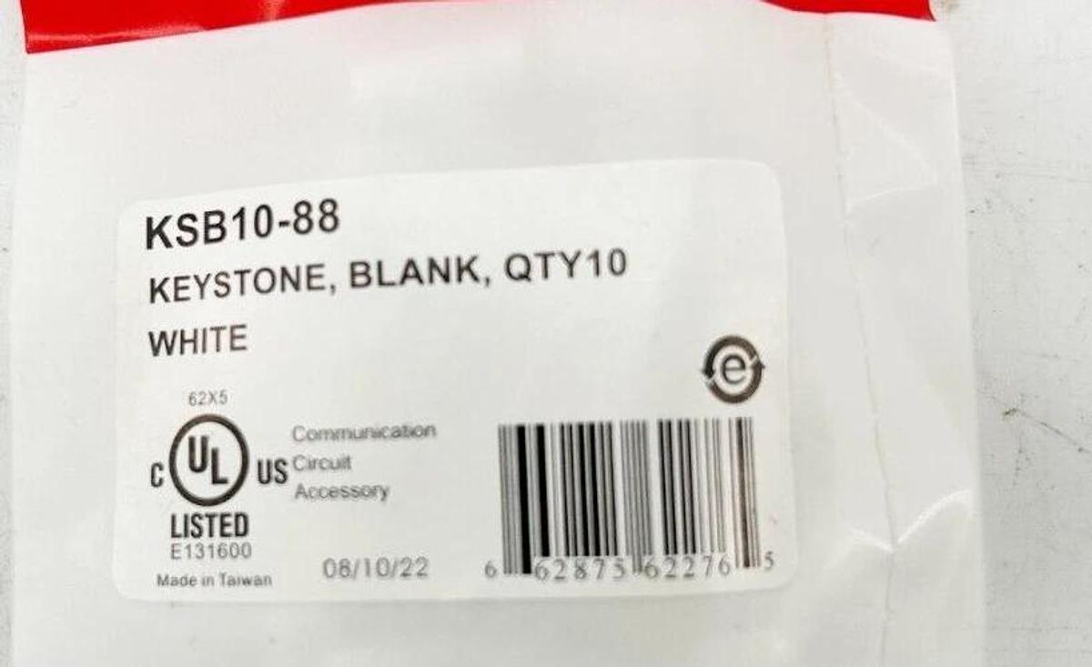 New Lot of 6 Legrand KSB10-88 One Port Keystone Blank Insert QTY 10