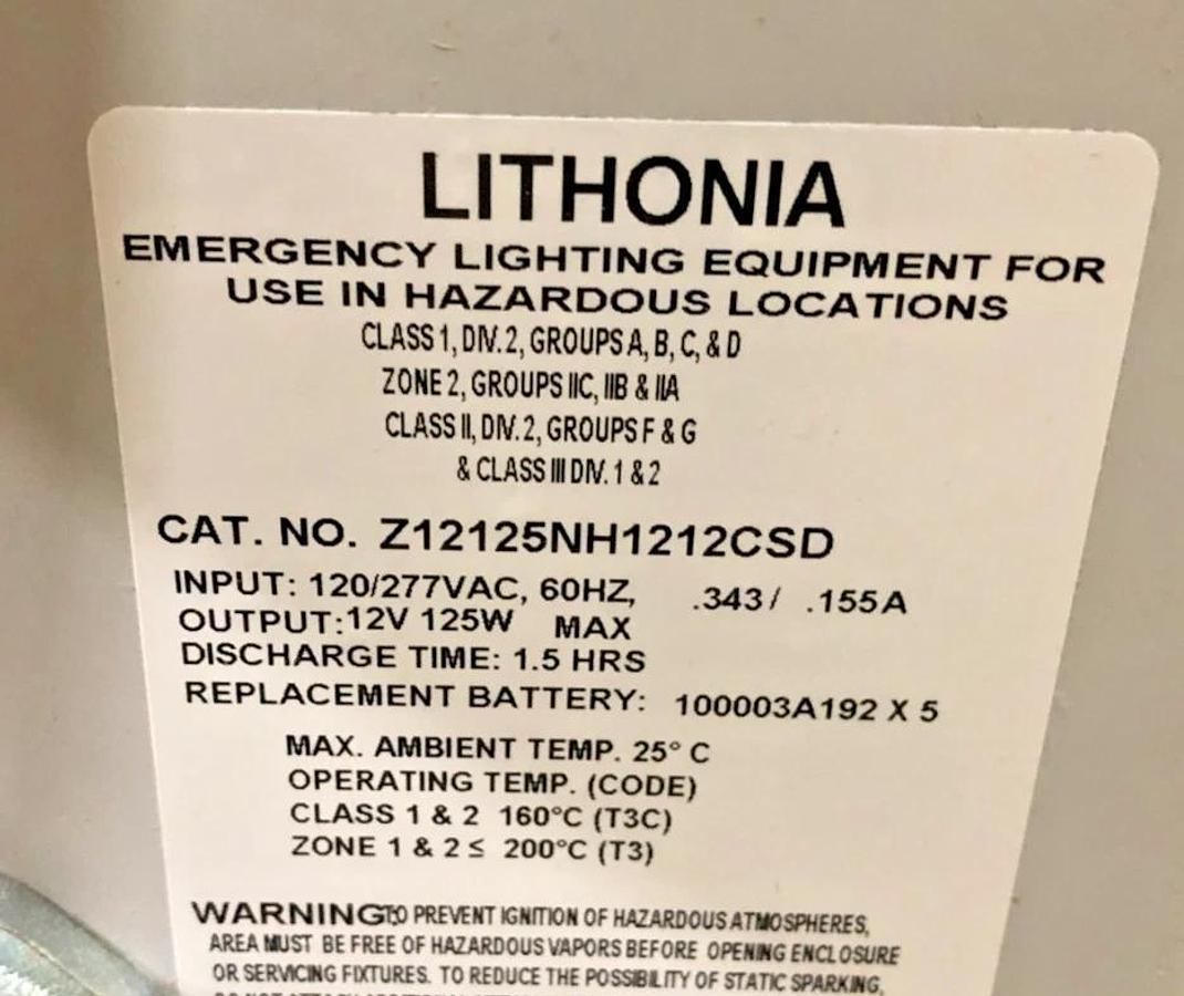 New Lithonia Z12125NH1212CSD Emergency Light 120/277VAC