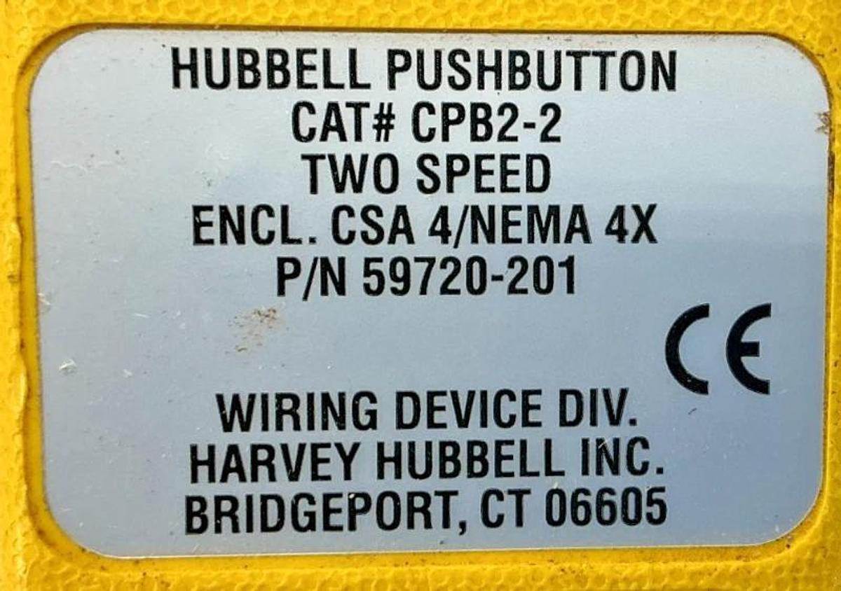 Used Hubbell CPB2-2 Pendant Control Station 2-Buttons Up & Down 2-Speed CPB22