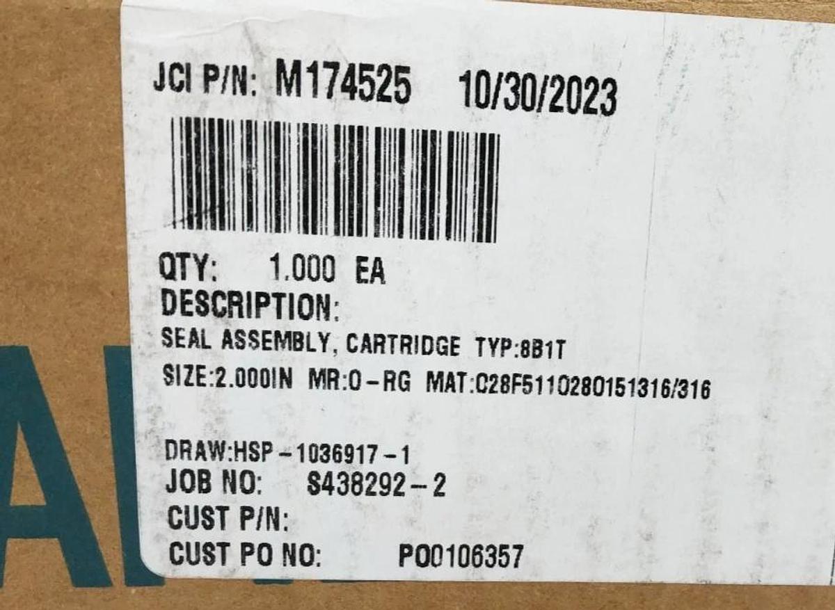 New John Crane M174525 Seal Assembly Cartridge 2" Type 8B1T