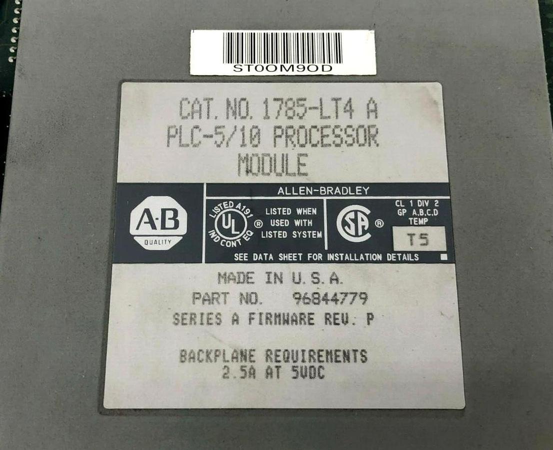 Used Allen Bradley 1785-LT4 Ser. A Processor Module (Missing Key)