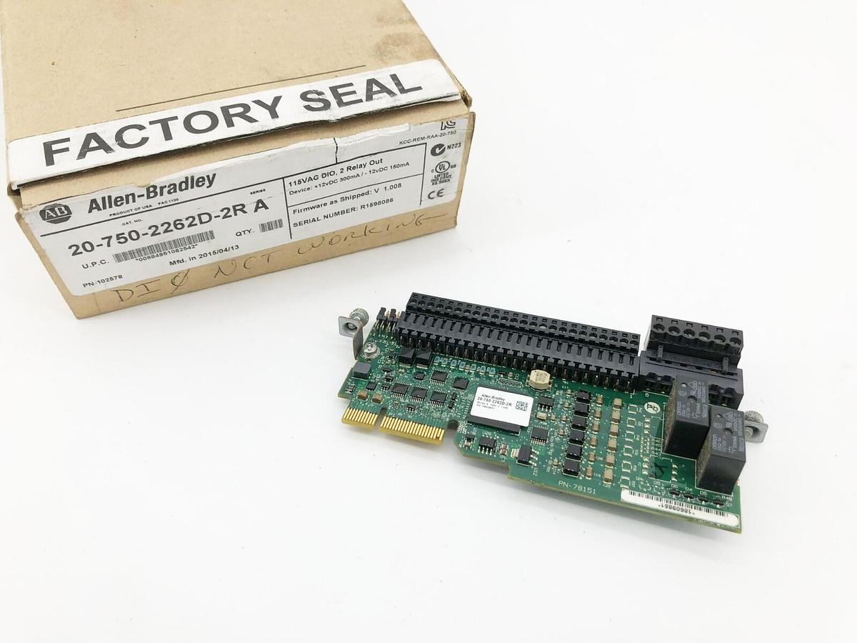 New AB Allen-Bradley 20-750-2262D-2R Ser. A I/O Module 115VAC DIO 2 Relay Out
