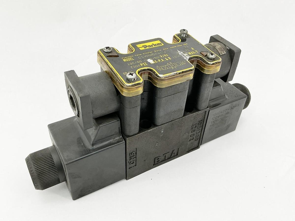Used Parker D1VHW004CNYG5 Solenoid Valve 110/120V 50/60Hz 5000PSI 91