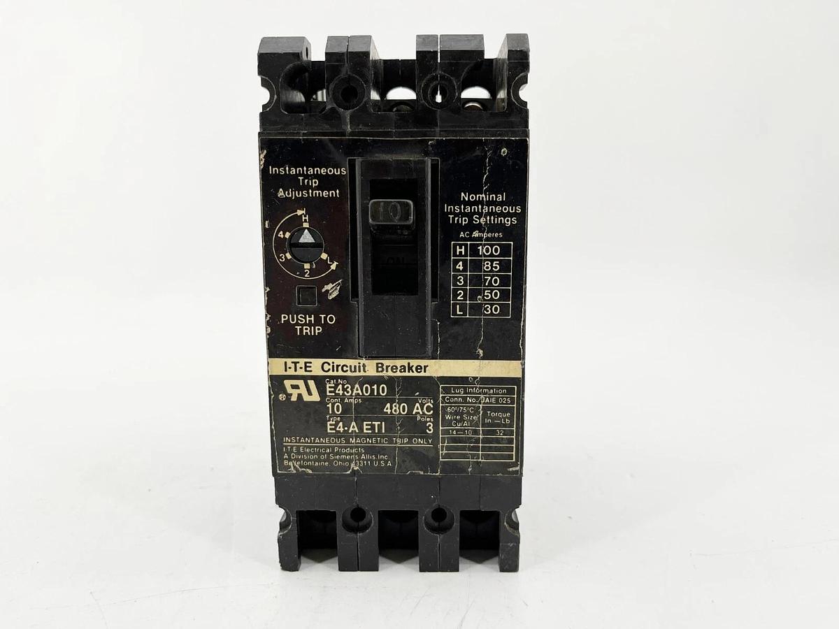 New Siemens E43A010 Circuit Breaker Interrupter 10A 480V 3P