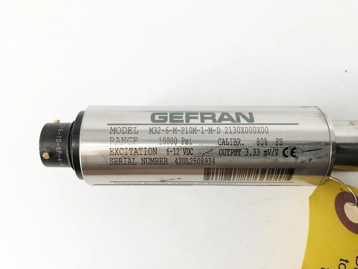 New Gefran M32-6-M-P10M-1-M-D High Temp Melt Pressure Transducer 2130X000X00
