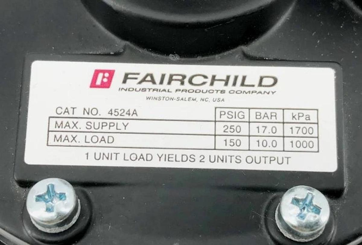 New Fairchild 4524A Pneumatic Volume Booster 250psi Supply 150psi Load