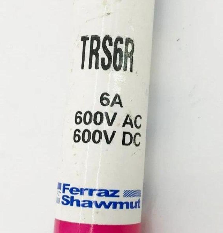 Used Lot of 3 Ferraz Shawmut TRS6R Time Delay Fuses 6A 600VAC/DC