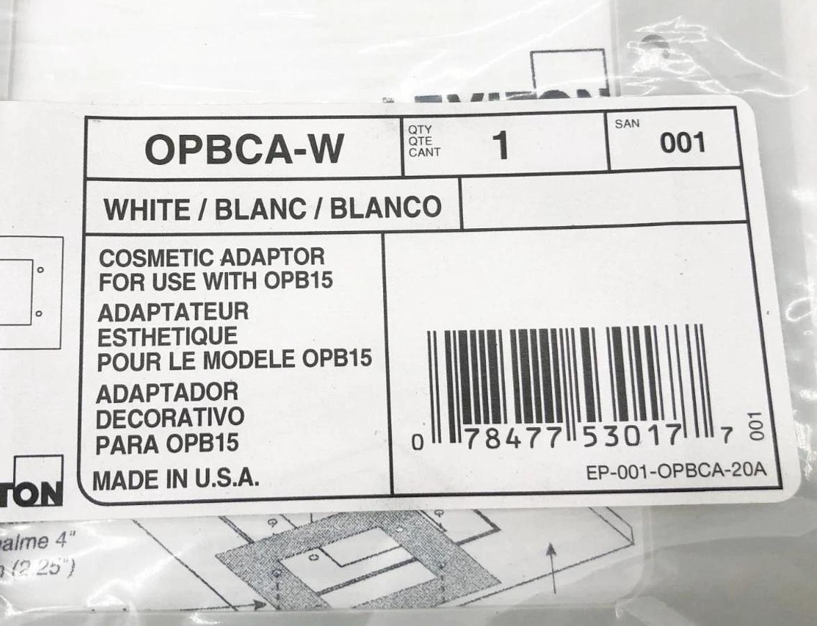 Lot of 4 New Leviton OPBCA-W White Cosmetic Adapter Plates For Use With OPB15