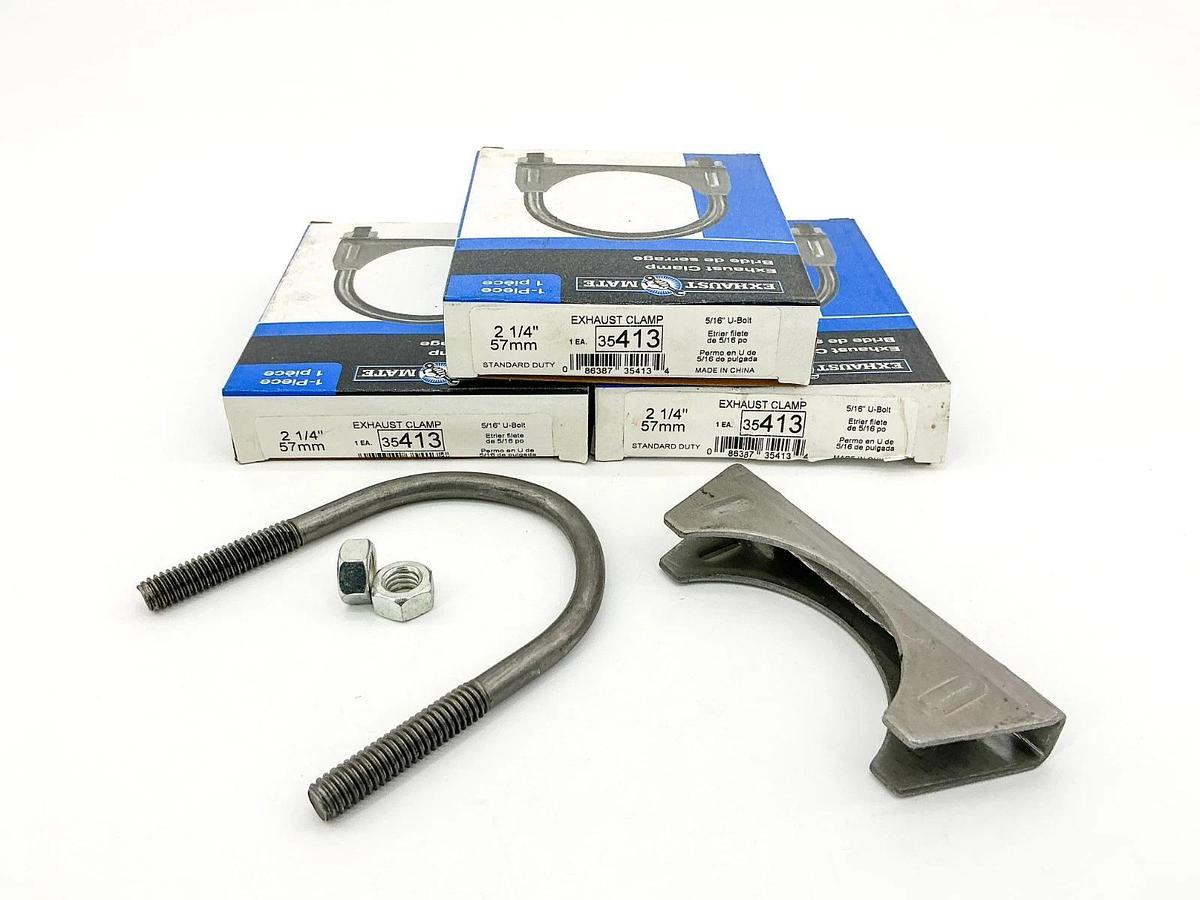 New Lot of 3 Exhaust Mate 35413 Exhaust Clamp 5/16" U-Bolt 57MM 2-1/4"