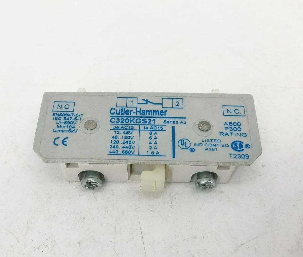 New Eaton Cutler Hammer C320KGS21 Auxiliary Contact 1NC Series A2
