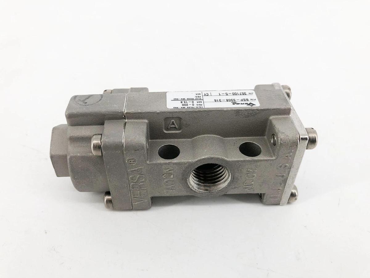 New Versa BSP-3308-316 Pneumatic Directional Valve Stainless Steel 3-Way 1/4"