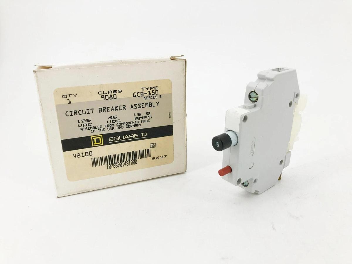 New Square D 9080 GCB-150 Circuit Breakers 15A 125VAC 65VDC Series B