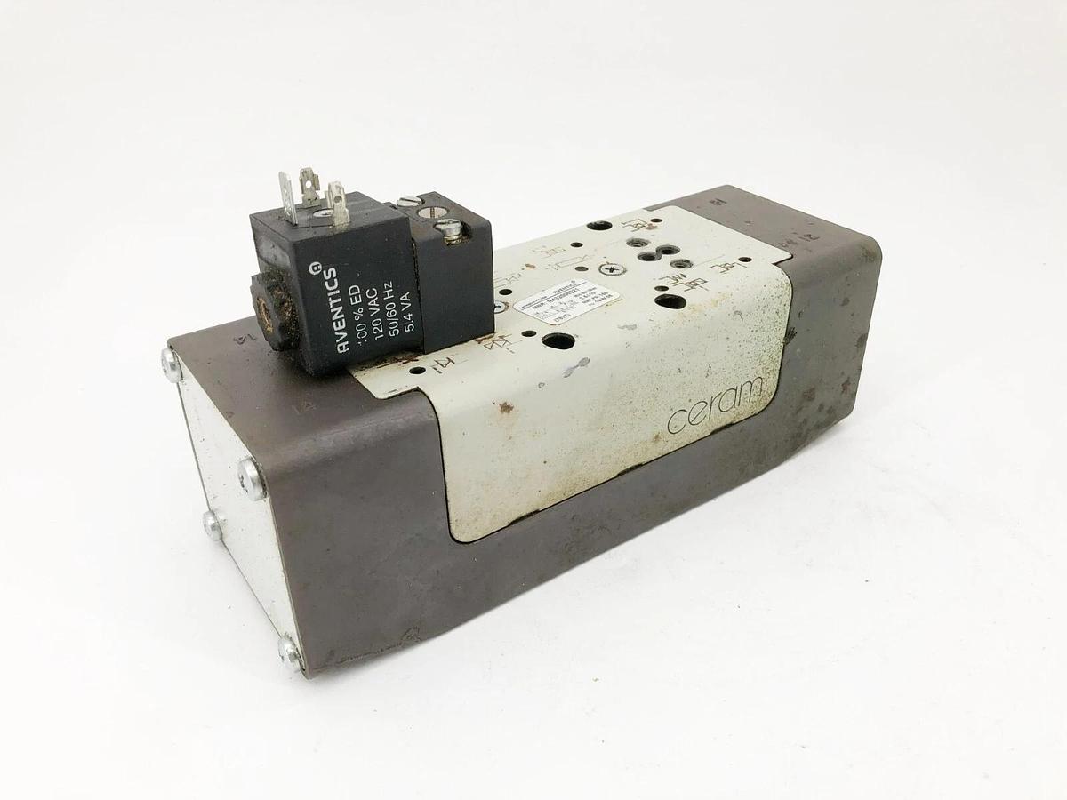 Used Aventics R432006321 Pneumatic Directional Valve 5-Way 150psi Size 4 120VAC