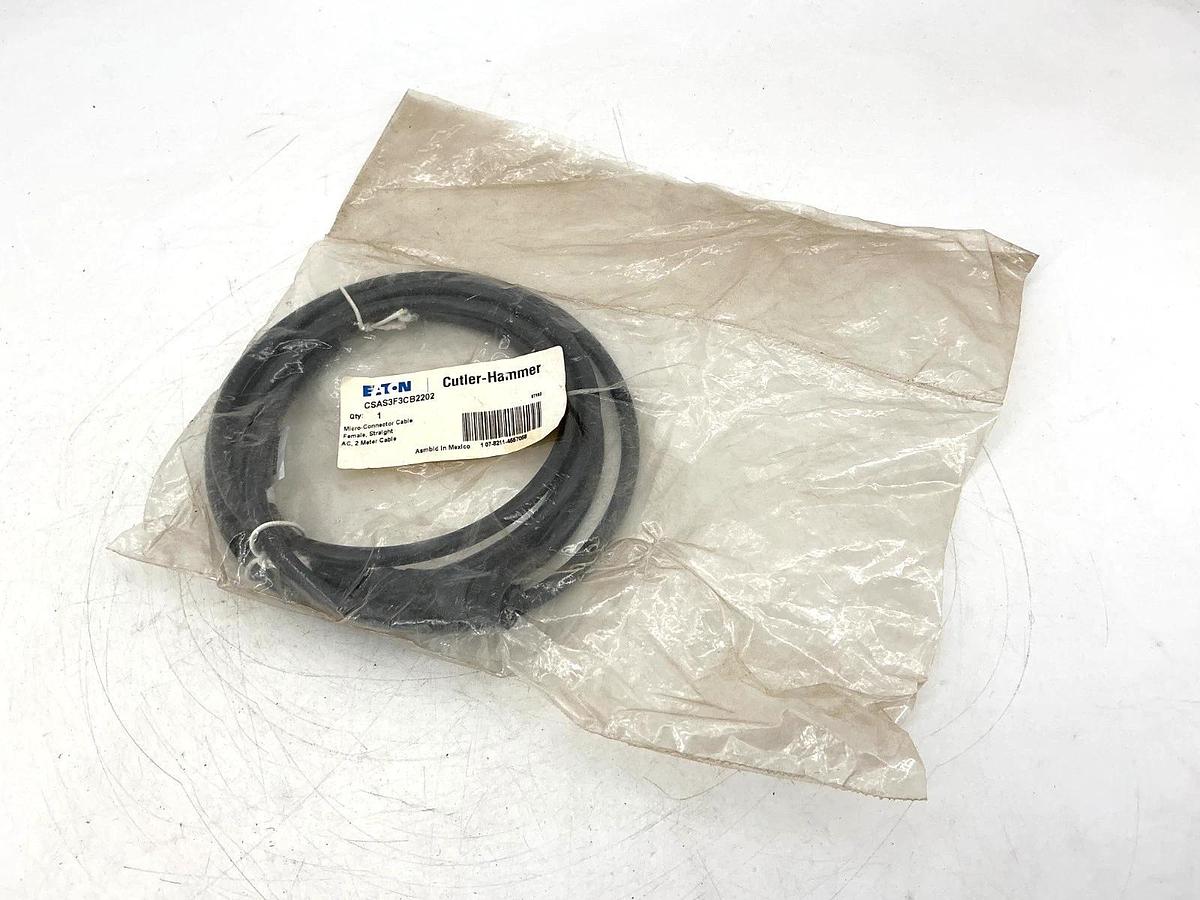 New Eaton Cutler-Hammer CSAS3F3CB2202 Micro-Connector Cable Female 3-Pin 2 Meter