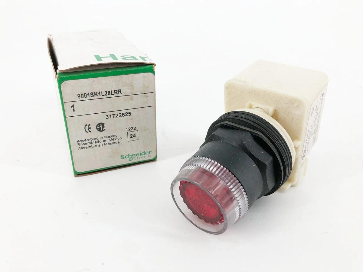 New Schneider Electric 9001SK1L38LRR Red Pushbutton 120VAC/DC Ser. J