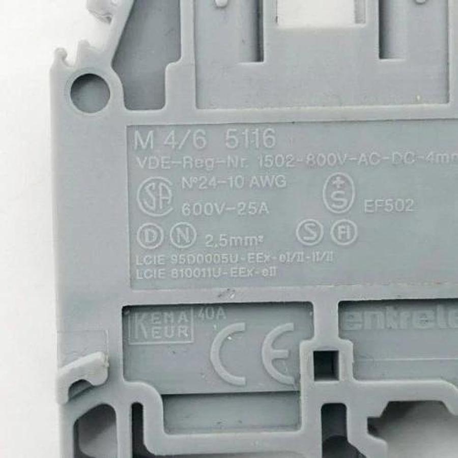 Used Lot of 15 Entrelec M 4/6 5116 Terminal Blocks Grey 600V 25 A