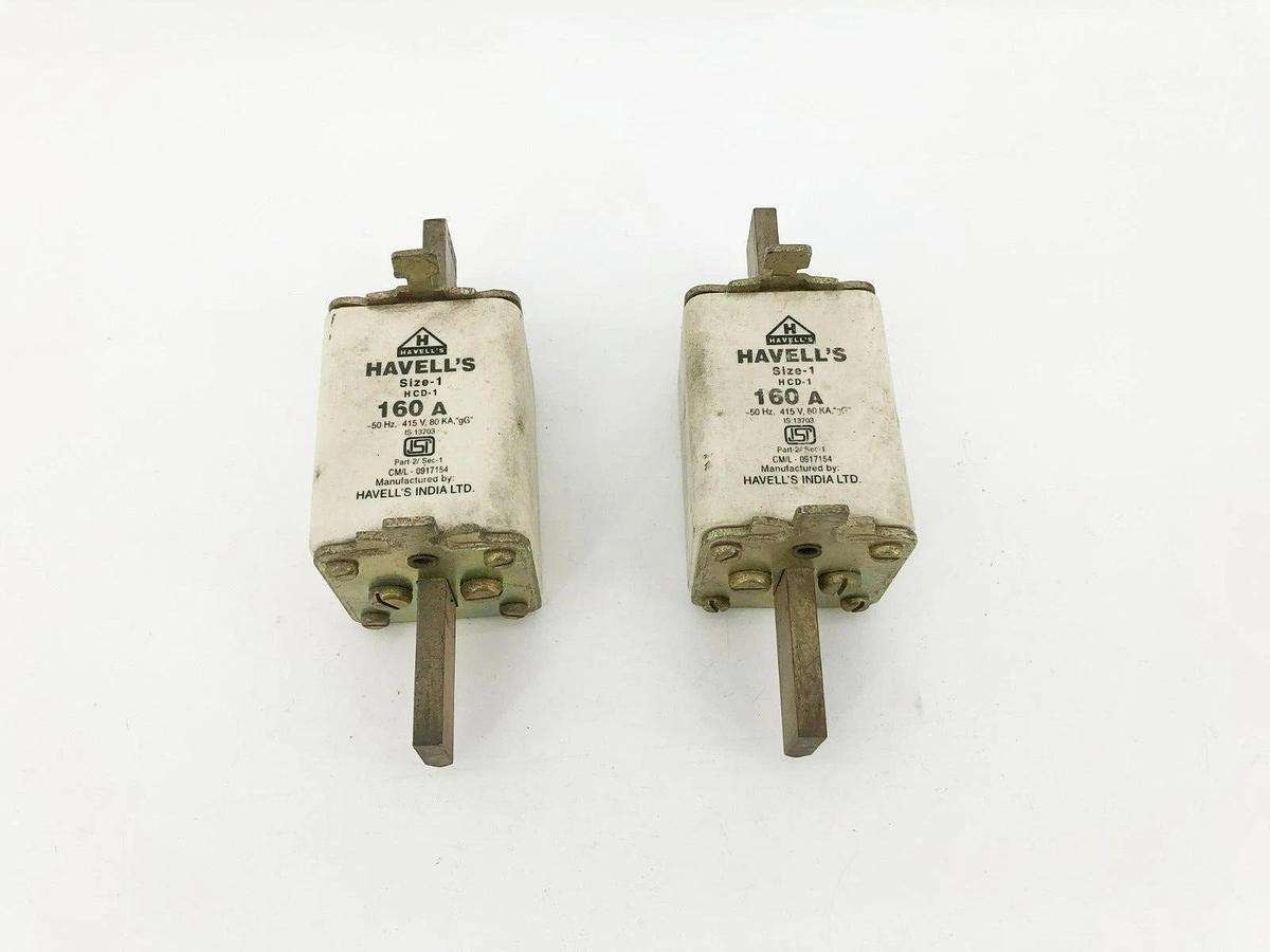 Used Lot of 2 Havell's HCD-1 160A Fuses Size-1