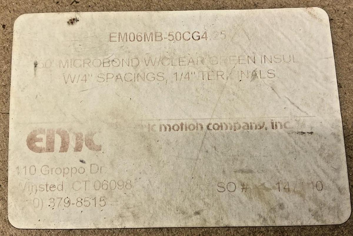New EMC EM06MB-50CG4/25 Microbond Clear Green Insul w/ 4" Spac 1/4" Term 29~ft