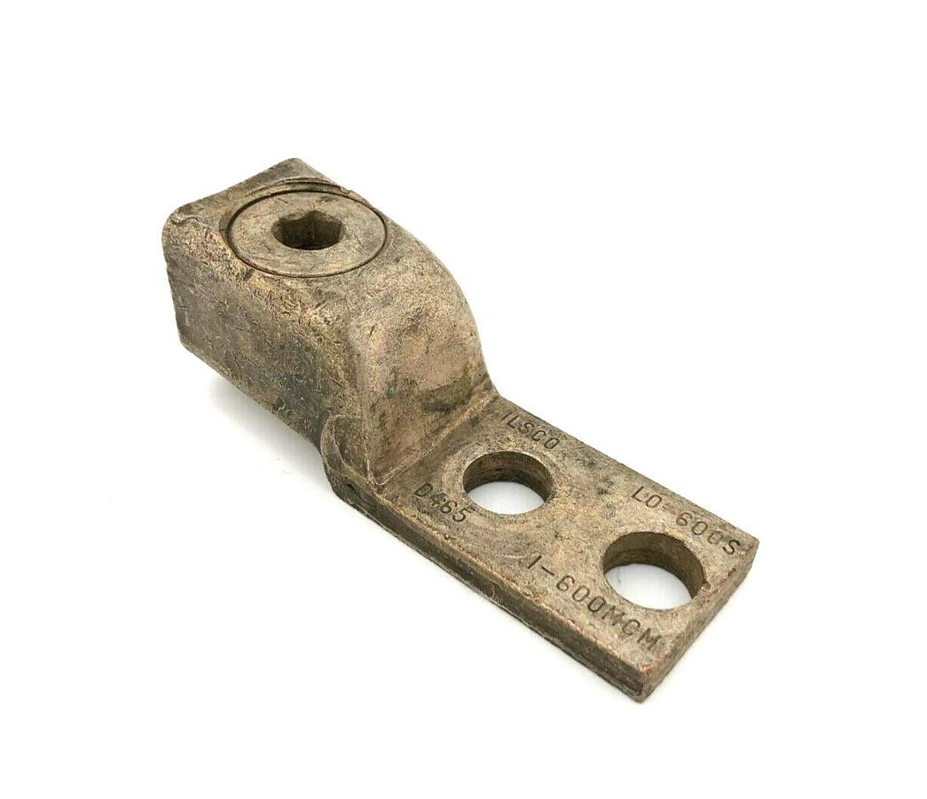 Used Ilsco LO-600S Copper Mechanical Cable Lug, 1-600MCM, 2-Hole, 1/2"