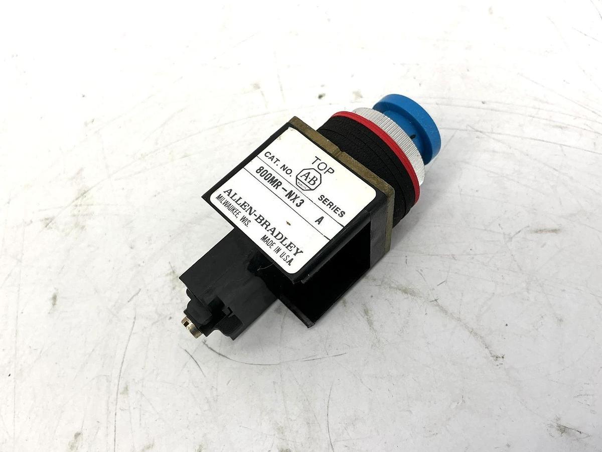 New Allen Bradley 800MR-NX3 Ser A Round Push Button Flush Head Blue Cap