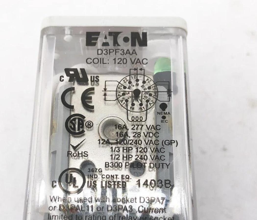 New Eaton D3PF3AA Relay 3PDT Octal Full Feature 120VAC