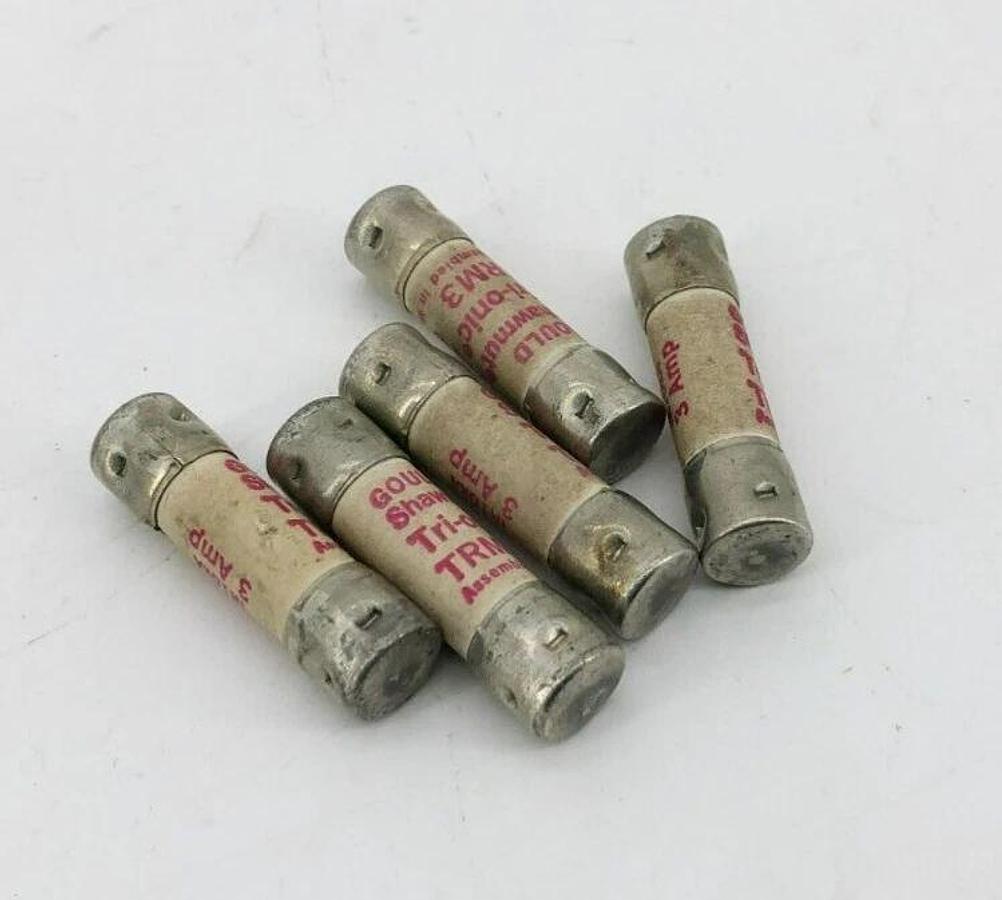 Lot of 5 New Gould Shawmut TRM3 Time Delay Fuses 3A 250V