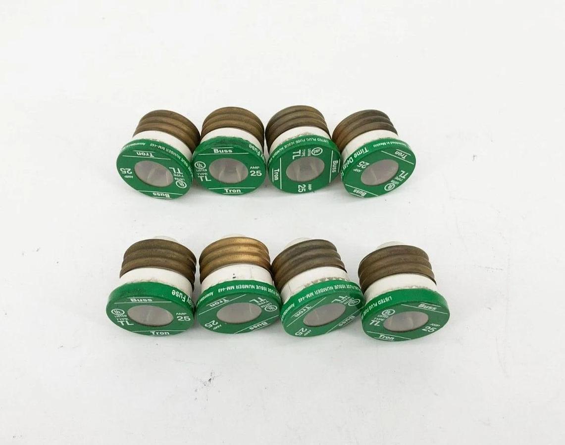 Lot of 8 New Bussmann TL25 Time Delay Fuses 25A 125V