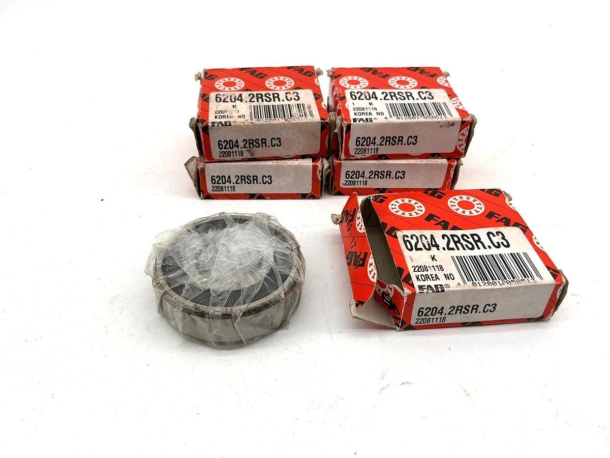 Lot of 5 New FAG 6204-2RSR-C3 Sealed Ball Bearings 6204-2RSC3 20x47x14mm