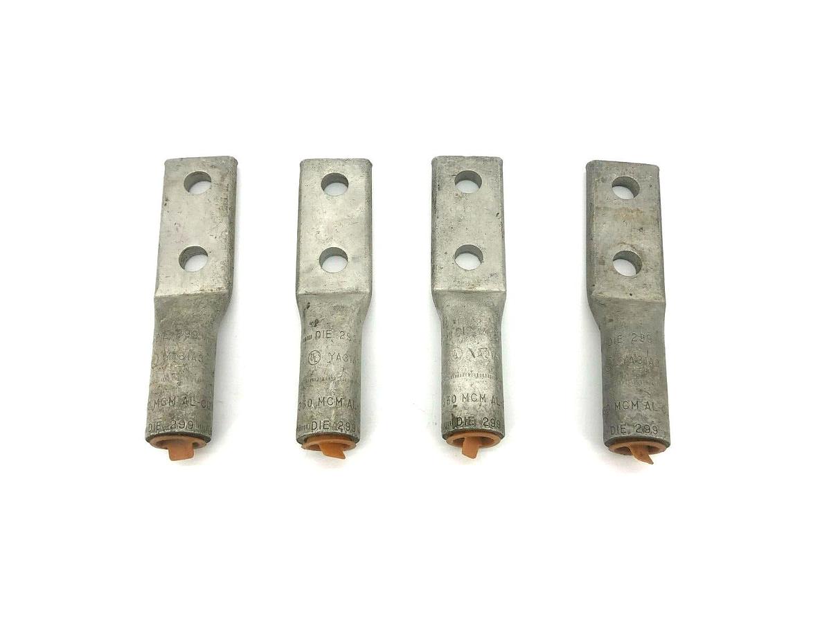 Lot of 4 New Burndy YA31A3 Aluminum Compression Lugs, 1/2" Stud. 2 Hole