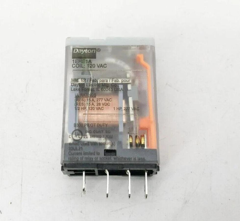 Lot of 2 New Dayton 1EHE1A Relays 120VAC 15A SPDT
